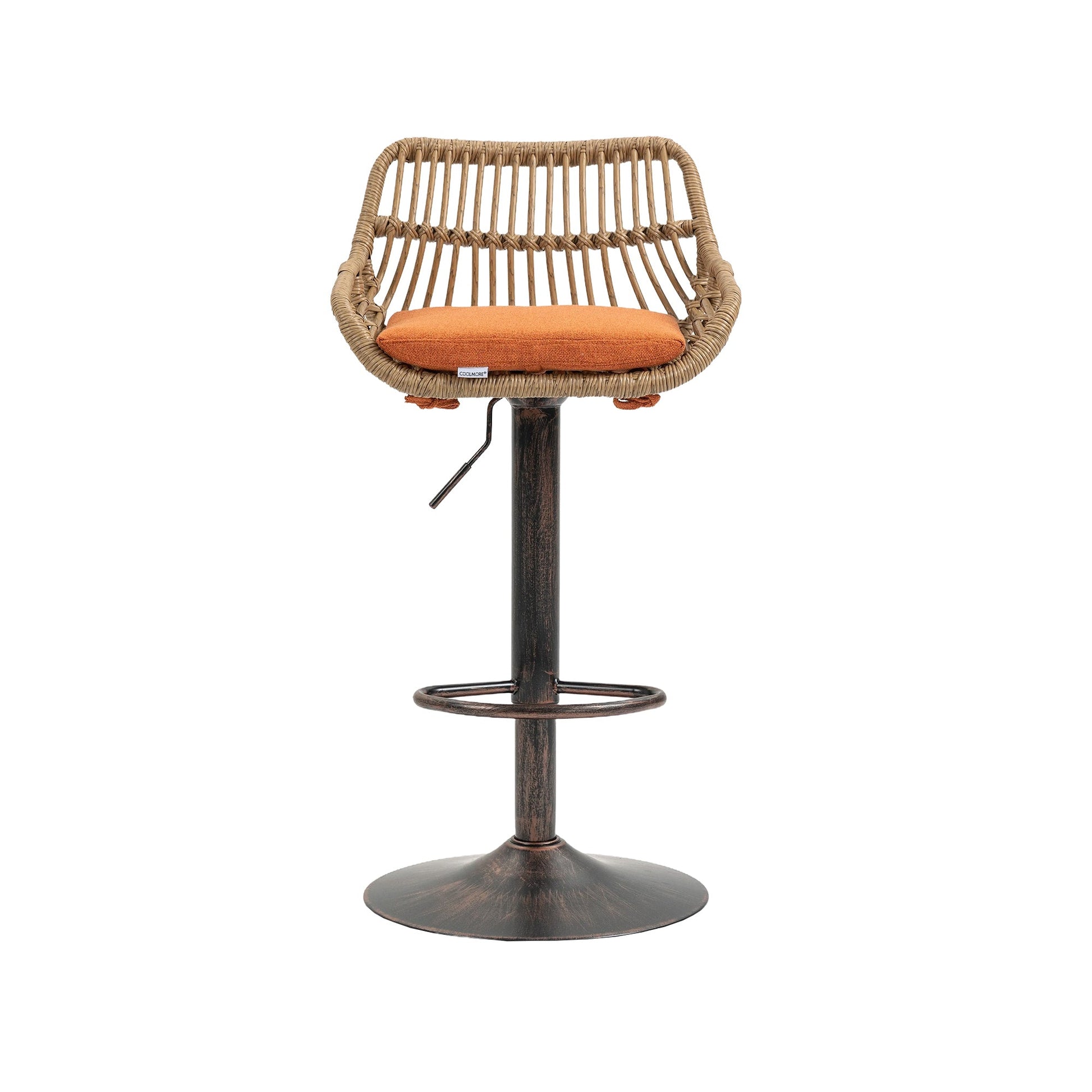 COOLMORE Modern Swivel Bar Stools Set of 2 Adjustable Counter Height Chairs with Footrest, Orange Linen - 1st Choice Furniture Direct