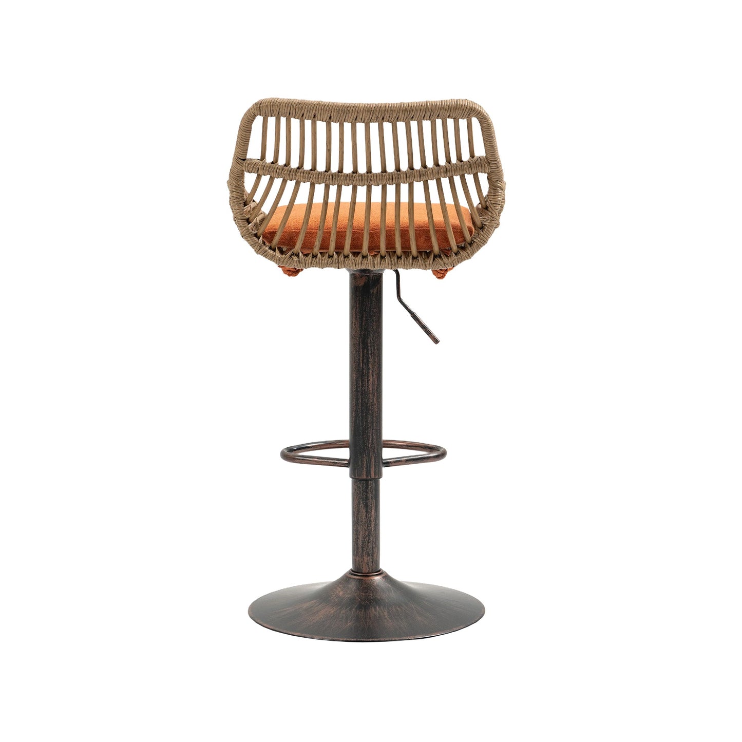 COOLMORE Modern Swivel Bar Stools Set of 2 Adjustable Counter Height Chairs with Footrest, Orange Linen - 1st Choice Furniture Direct