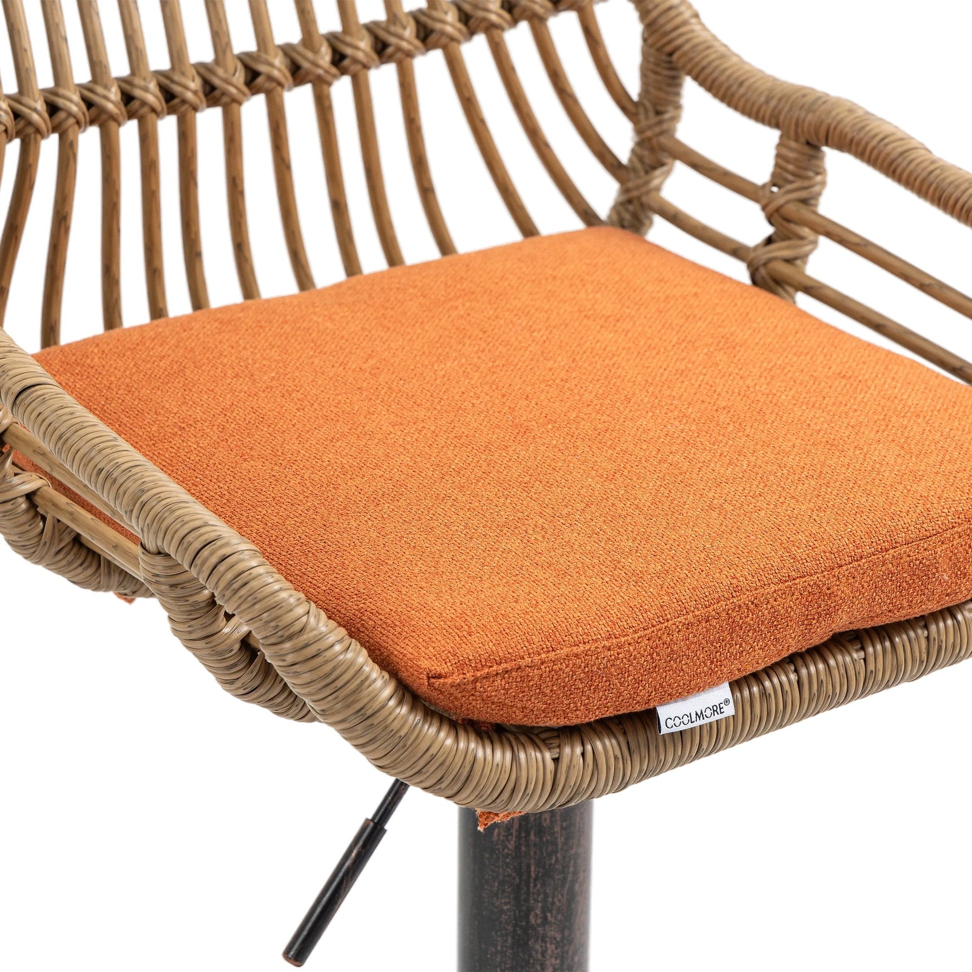 COOLMORE Modern Swivel Bar Stools Set of 2 Adjustable Counter Height Chairs with Footrest, Orange Linen - 1st Choice Furniture Direct