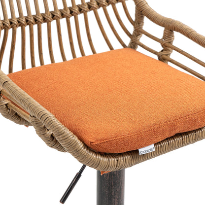 COOLMORE Modern Swivel Bar Stools Set of 2 Adjustable Counter Height Chairs with Footrest, Orange Linen - 1st Choice Furniture Direct