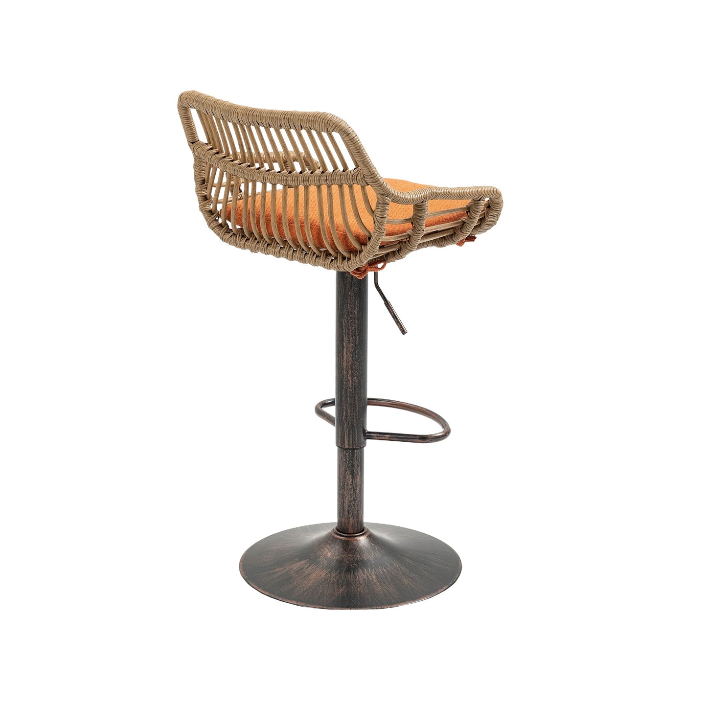 COOLMORE Modern Swivel Bar Stools Set of 2 Adjustable Counter Height Chairs with Footrest, Orange Linen - 1st Choice Furniture Direct