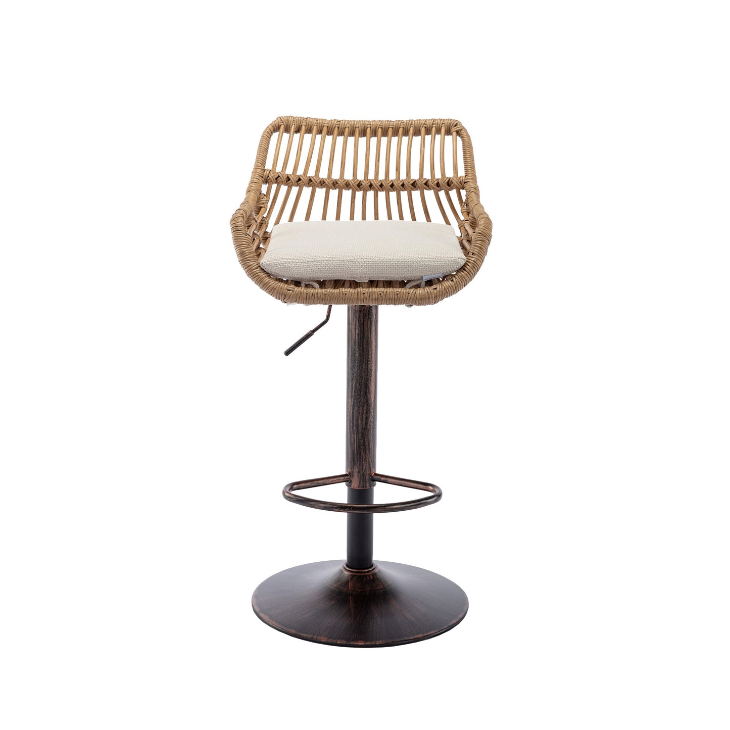 COOLMORE Modern Swivel Bar Stools Set of 2 with Adjustable Counter Height and Footrest in Beige Linen - 1st Choice Furniture Direct