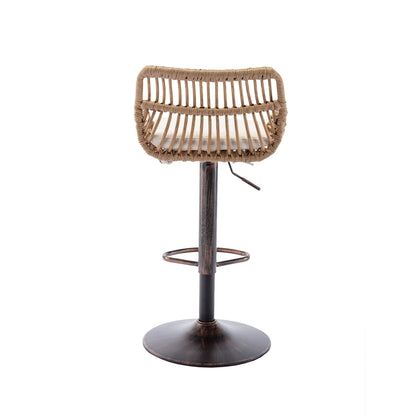 COOLMORE Modern Swivel Bar Stools Set of 2 with Adjustable Counter Height and Footrest in Beige Linen - 1st Choice Furniture Direct
