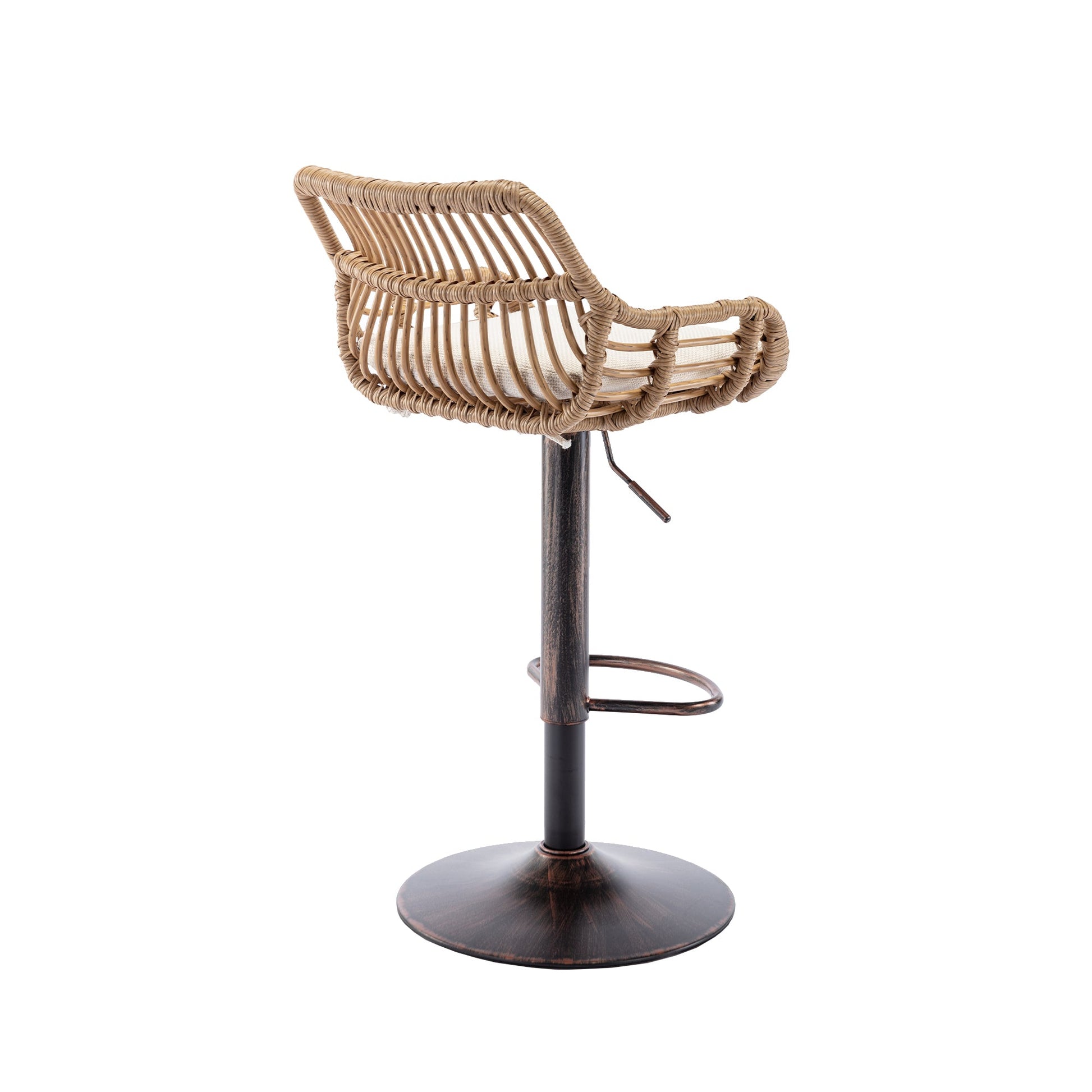 COOLMORE Modern Swivel Bar Stools Set of 2 with Adjustable Counter Height and Footrest in Beige Linen - 1st Choice Furniture Direct