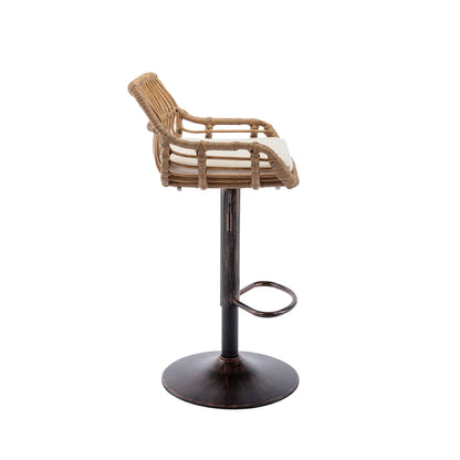COOLMORE Modern Swivel Bar Stools Set of 2 with Adjustable Counter Height and Footrest in Beige Linen - 1st Choice Furniture Direct
