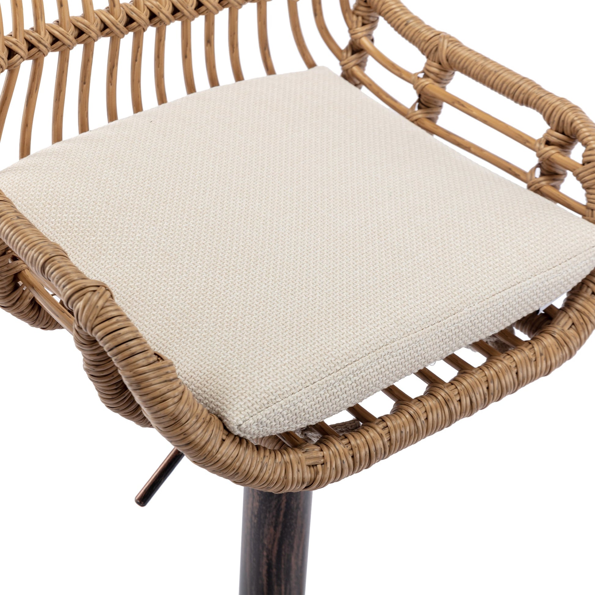 COOLMORE Modern Swivel Bar Stools Set of 2 with Adjustable Counter Height and Footrest in Beige Linen - 1st Choice Furniture Direct