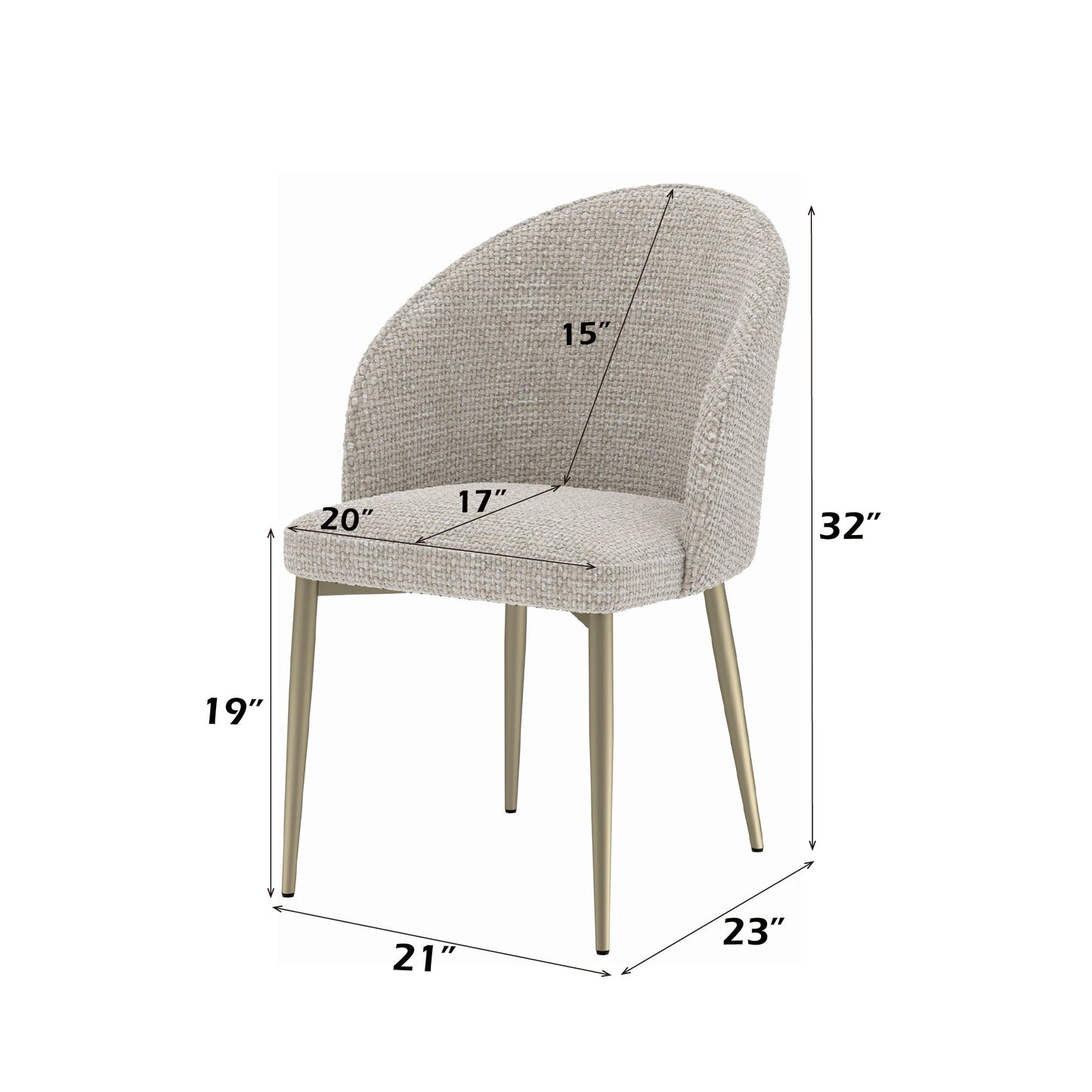 Cora Champagne Fabric Side Chair (Set of 2) - 1st Choice Furniture Direct