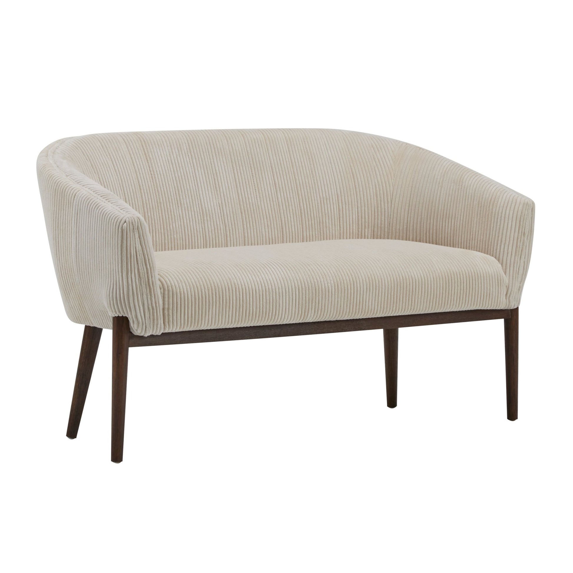 Corduroy Recessed Arm Loveseat(Beige+Walnut - 65780) - 1st Choice Furniture Direct