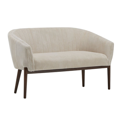 Corduroy Recessed Arm Loveseat(Beige+Walnut - 65780) - 1st Choice Furniture Direct