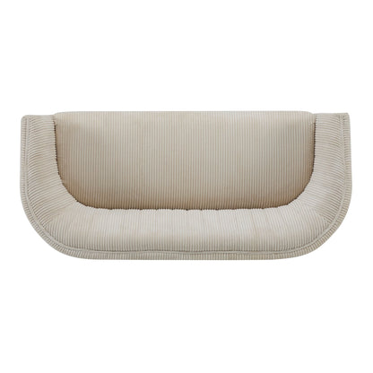 Corduroy Recessed Arm Loveseat(Beige+Walnut - 65780) - 1st Choice Furniture Direct