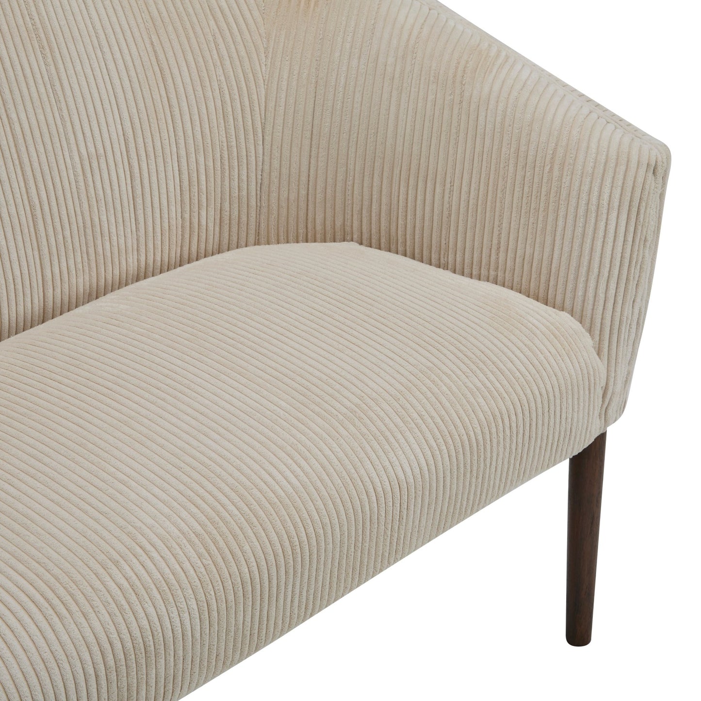 Corduroy Recessed Arm Loveseat(Beige+Walnut - 65780) - 1st Choice Furniture Direct