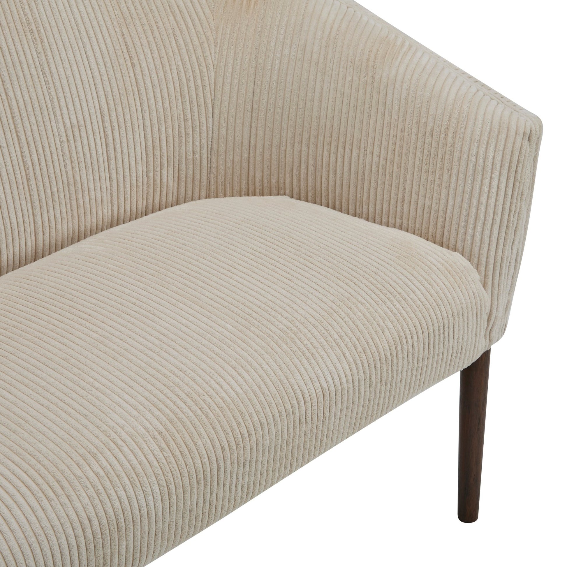 Corduroy Recessed Arm Loveseat(Beige+Walnut - 65780) - 1st Choice Furniture Direct
