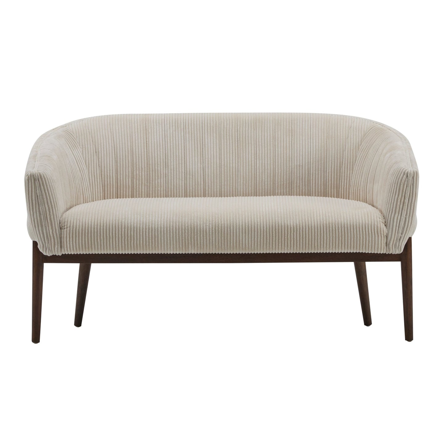 Corduroy Recessed Arm Loveseat(Beige+Walnut - 65780) - 1st Choice Furniture Direct