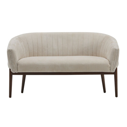Corduroy Recessed Arm Loveseat(Beige+Walnut - 65780) - 1st Choice Furniture Direct