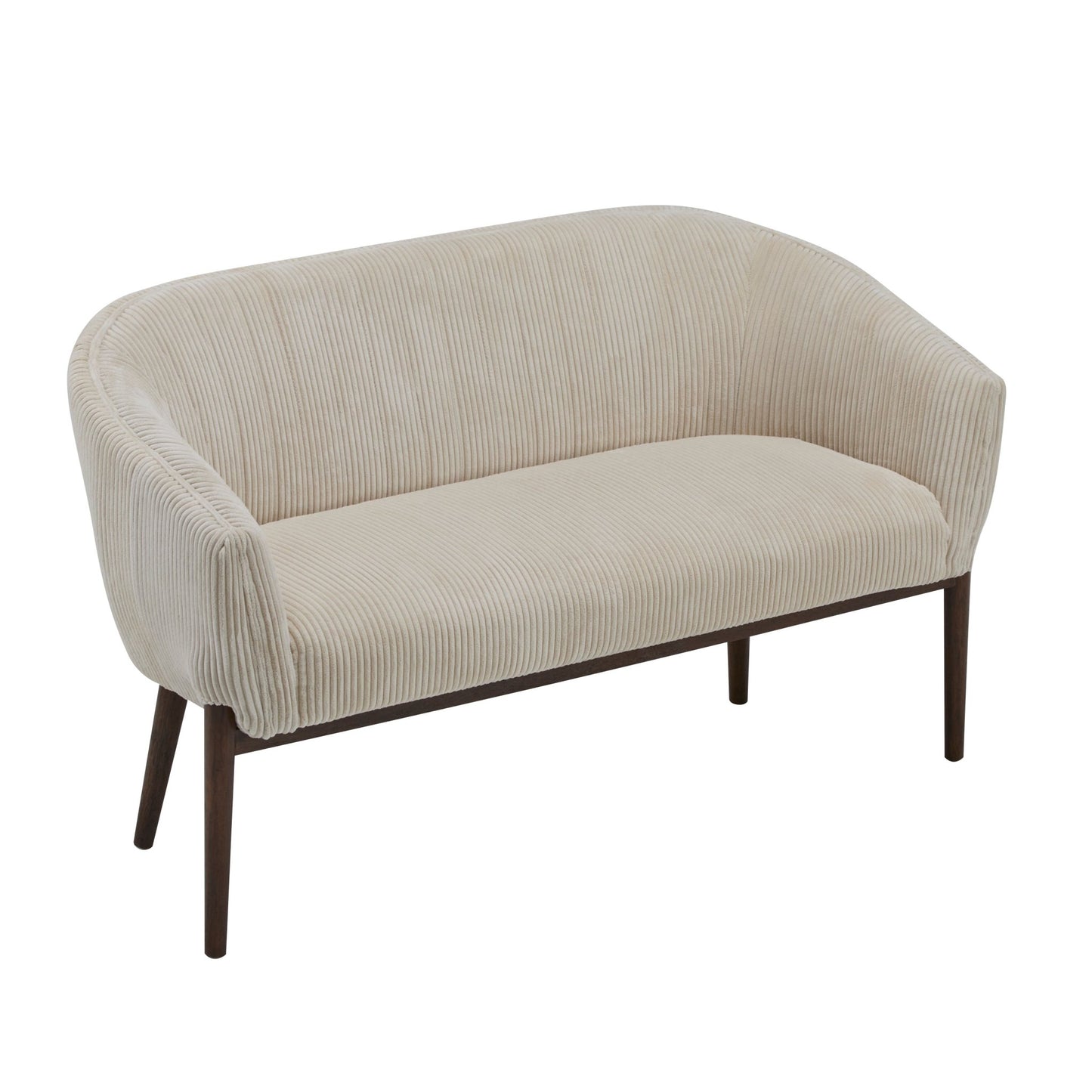 Corduroy Recessed Arm Loveseat(Beige+Walnut - 65780) - 1st Choice Furniture Direct
