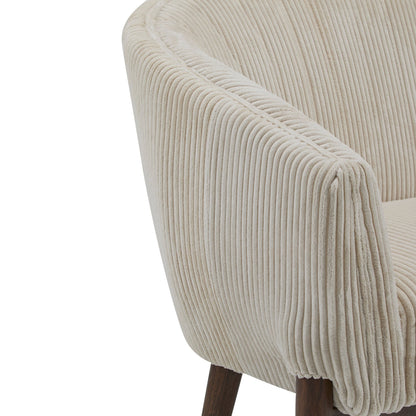 Corduroy Recessed Arm Loveseat(Beige+Walnut - 65780) - 1st Choice Furniture Direct