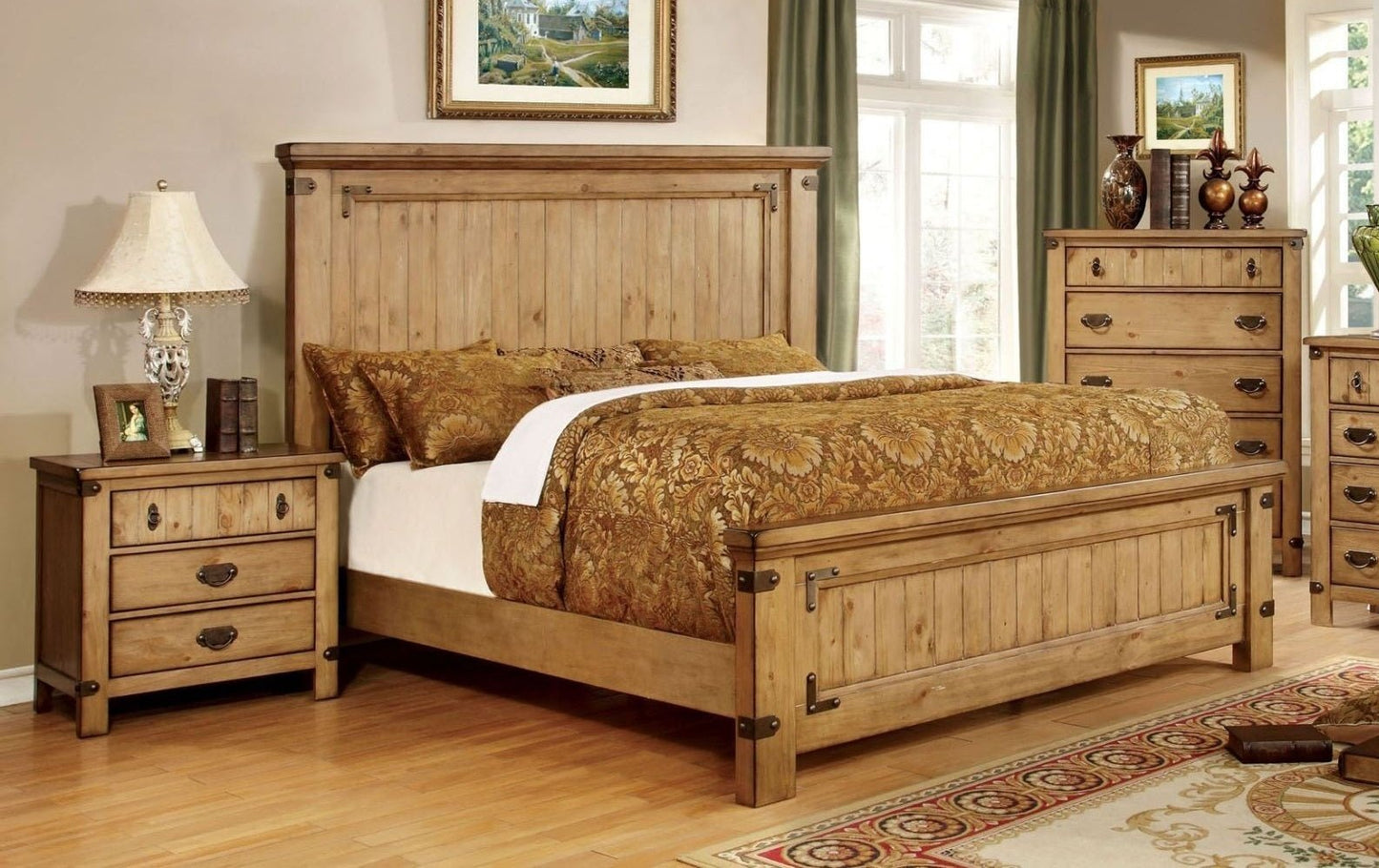 Cottage Style Weathered Elm 1pc Nightstand Ball Bearing Metal Glide USB Charger/Power Outlet In Night Stand Top Drawer Bedroom Bedside Table - 1st Choice Furniture Direct