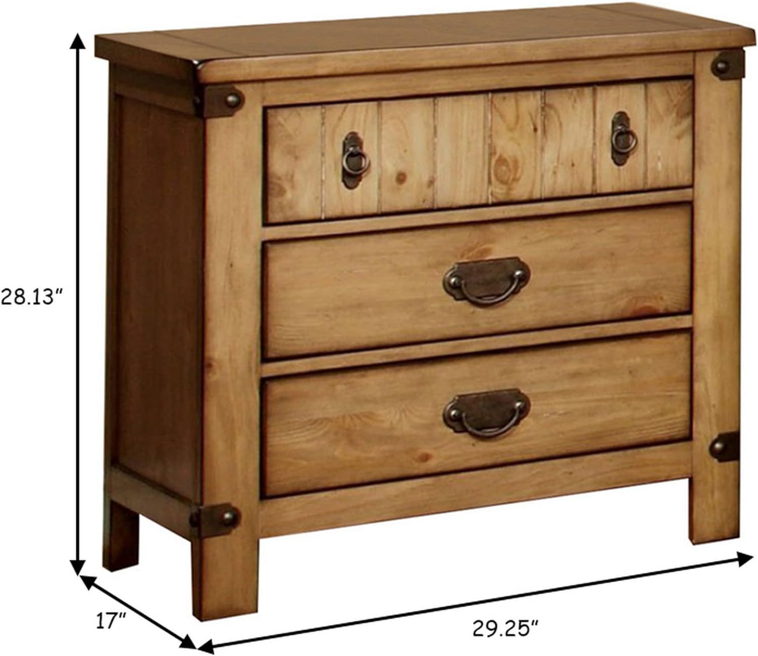Cottage Style Weathered Elm 1pc Nightstand Ball Bearing Metal Glide USB Charger/Power Outlet In Night Stand Top Drawer Bedroom Bedside Table - 1st Choice Furniture Direct