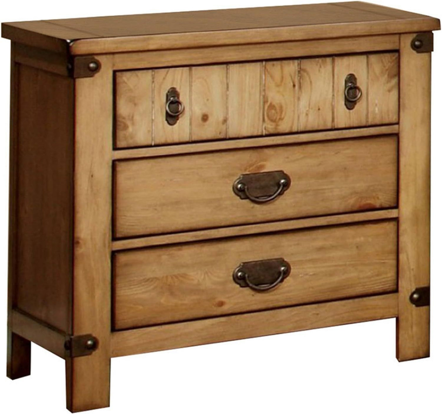 Cottage Style Weathered Elm 1pc Nightstand Ball Bearing Metal Glide USB Charger/Power Outlet In Night Stand Top Drawer Bedroom Bedside Table - 1st Choice Furniture Direct