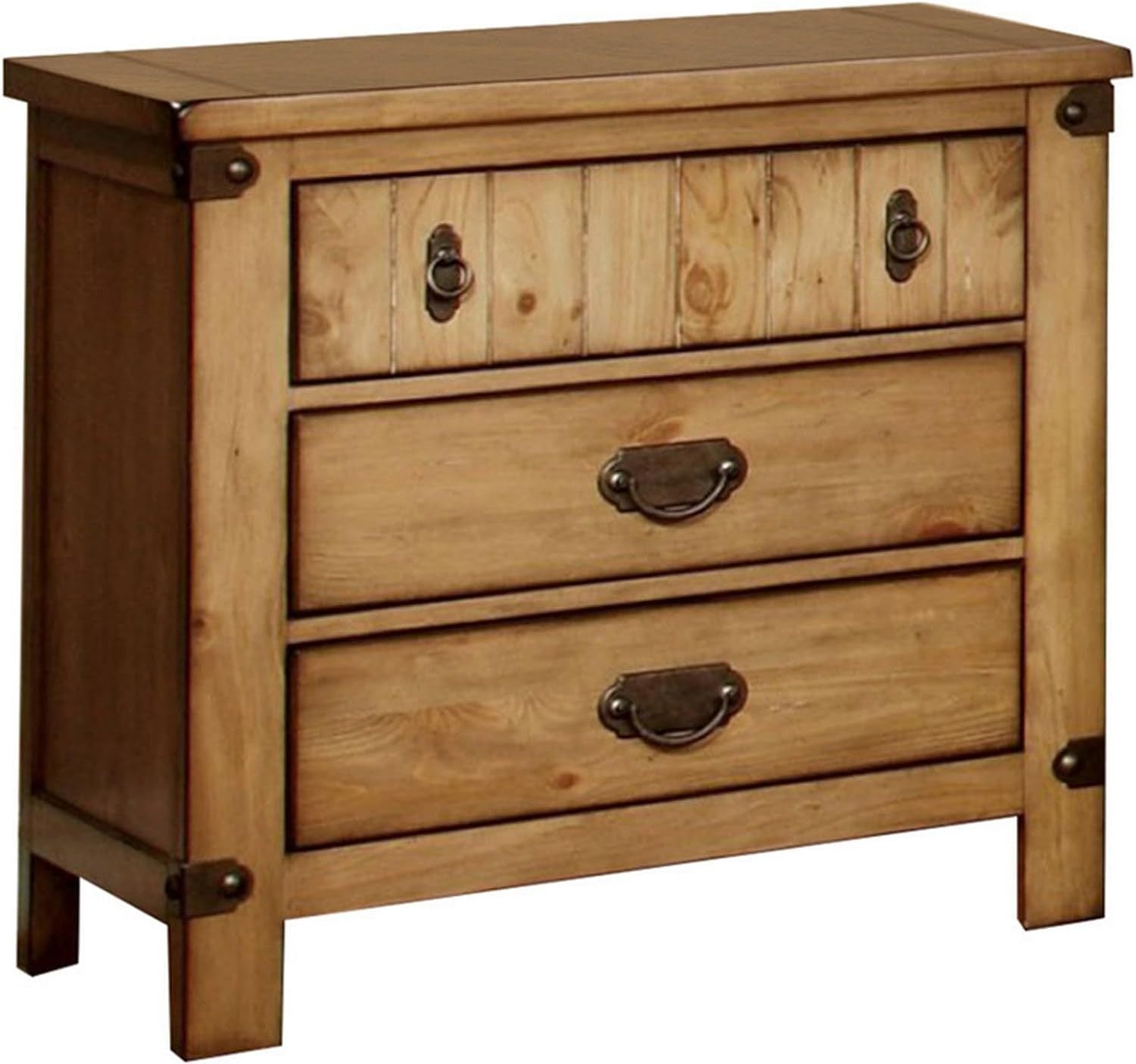 Cottage Style Weathered Elm 1pc Nightstand Ball Bearing Metal Glide USB Charger/Power Outlet In Night Stand Top Drawer Bedroom Bedside Table - 1st Choice Furniture Direct