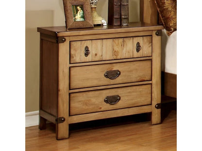 Cottage Style Weathered Elm 1pc Nightstand Ball Bearing Metal Glide USB Charger/Power Outlet In Night Stand Top Drawer Bedroom Bedside Table - 1st Choice Furniture Direct
