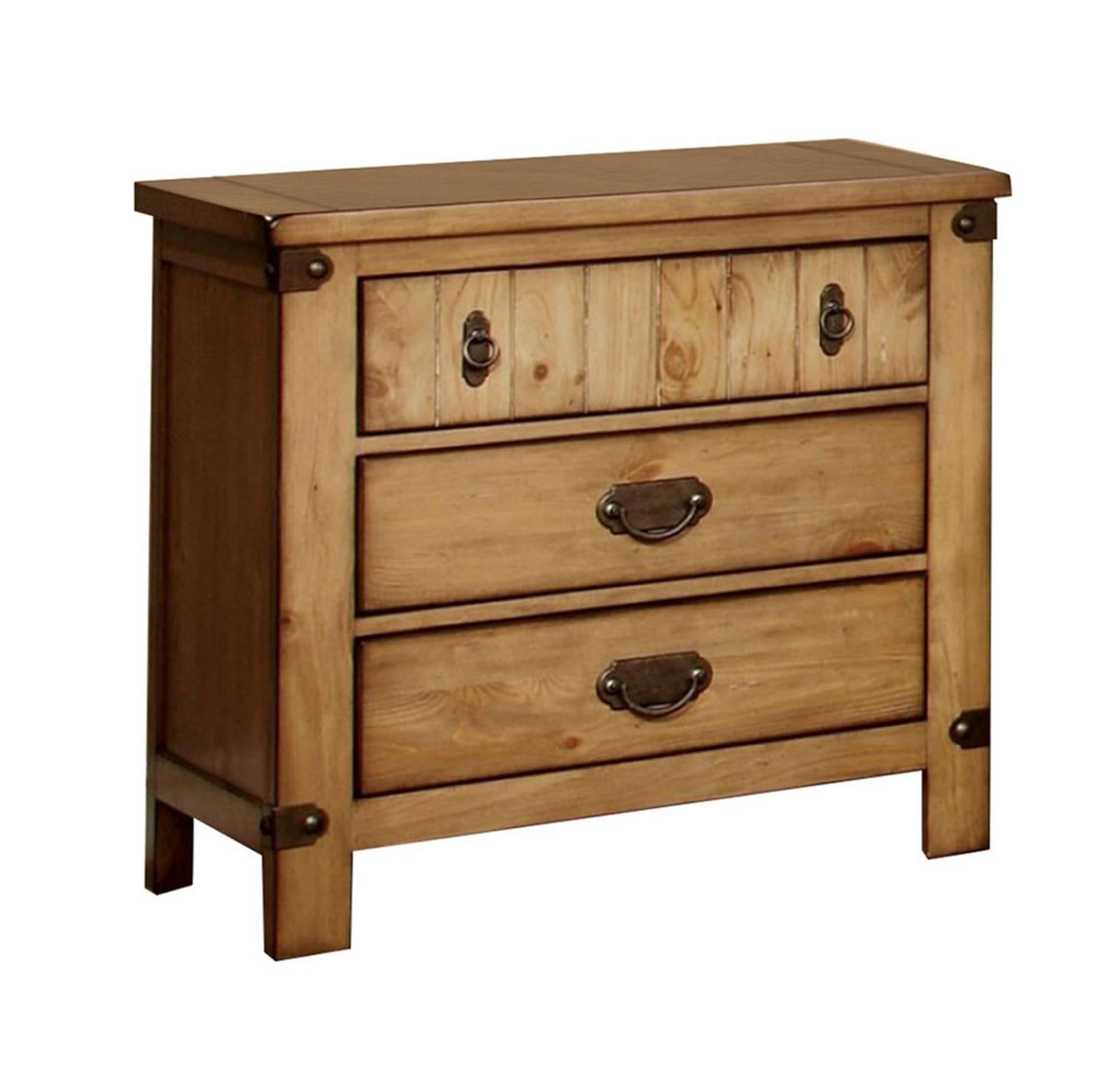 Cottage Style Weathered Elm 1pc Nightstand Ball Bearing Metal Glide USB Charger/Power Outlet In Night Stand Top Drawer Bedroom Bedside Table - 1st Choice Furniture Direct