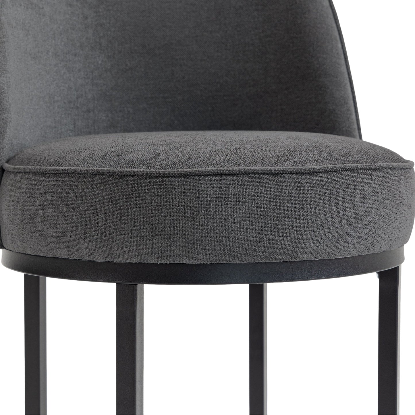 Counter Height Bar Stools Set of 2, Modern Barrel Counter Stools with Backrest, Linen Fabric Upholstered Accent Bar Stools for Kitchen Island - 1st Choice Furniture Direct