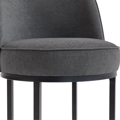 Counter Height Bar Stools Set of 2, Modern Barrel Counter Stools with Backrest, Linen Fabric Upholstered Accent Bar Stools for Kitchen Island - 1st Choice Furniture Direct
