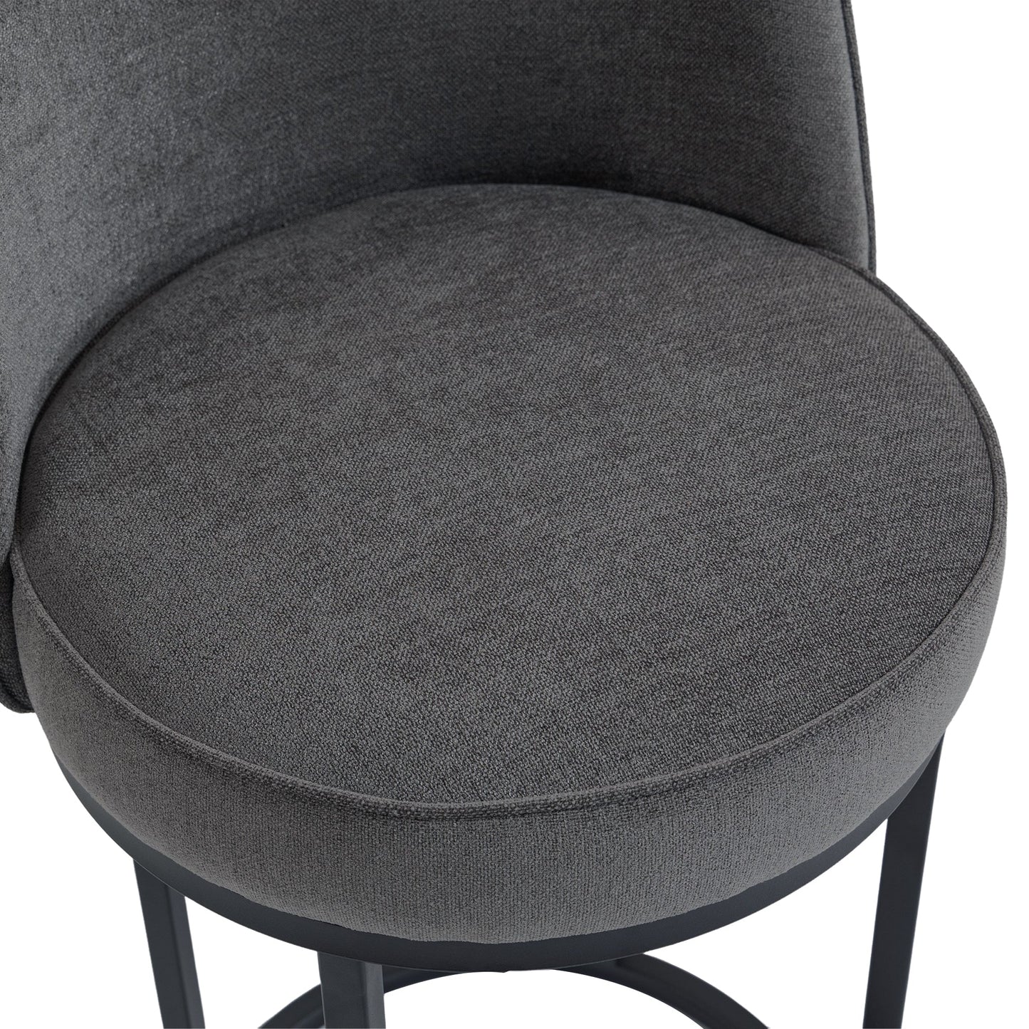 Counter Height Bar Stools Set of 2, Modern Barrel Counter Stools with Backrest, Linen Fabric Upholstered Accent Bar Stools for Kitchen Island - 1st Choice Furniture Direct