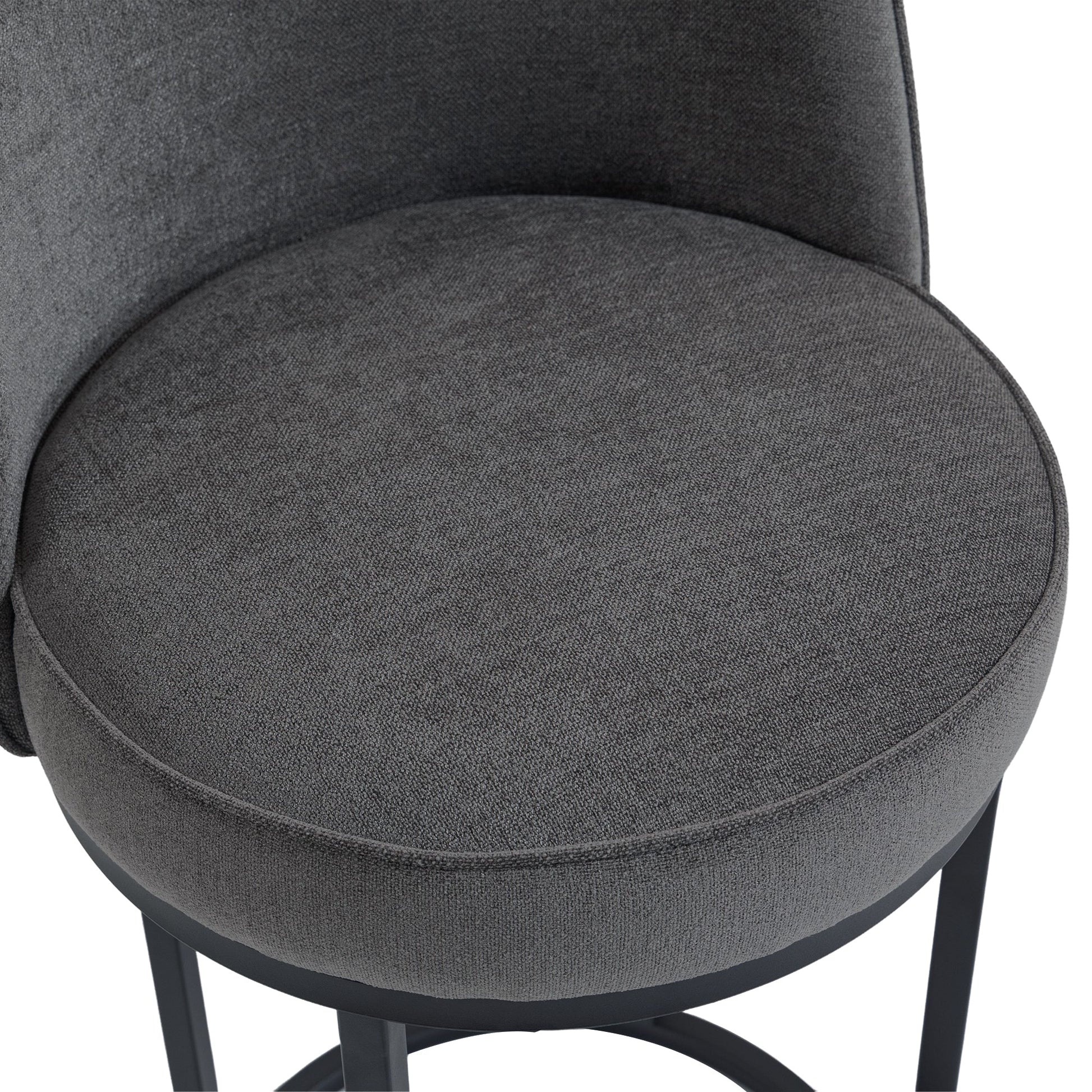 Counter Height Bar Stools Set of 2, Modern Barrel Counter Stools with Backrest, Linen Fabric Upholstered Accent Bar Stools for Kitchen Island - 1st Choice Furniture Direct