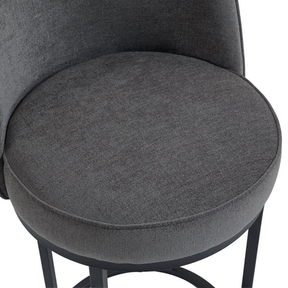 Counter Height Bar Stools Set of 2, Modern Barrel Counter Stools with Backrest, Linen Fabric Upholstered Accent Bar Stools for Kitchen Island - 1st Choice Furniture Direct