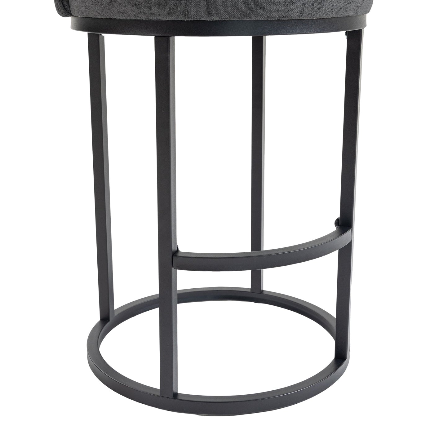 Counter Height Bar Stools Set of 2, Modern Barrel Counter Stools with Backrest, Linen Fabric Upholstered Accent Bar Stools for Kitchen Island - 1st Choice Furniture Direct