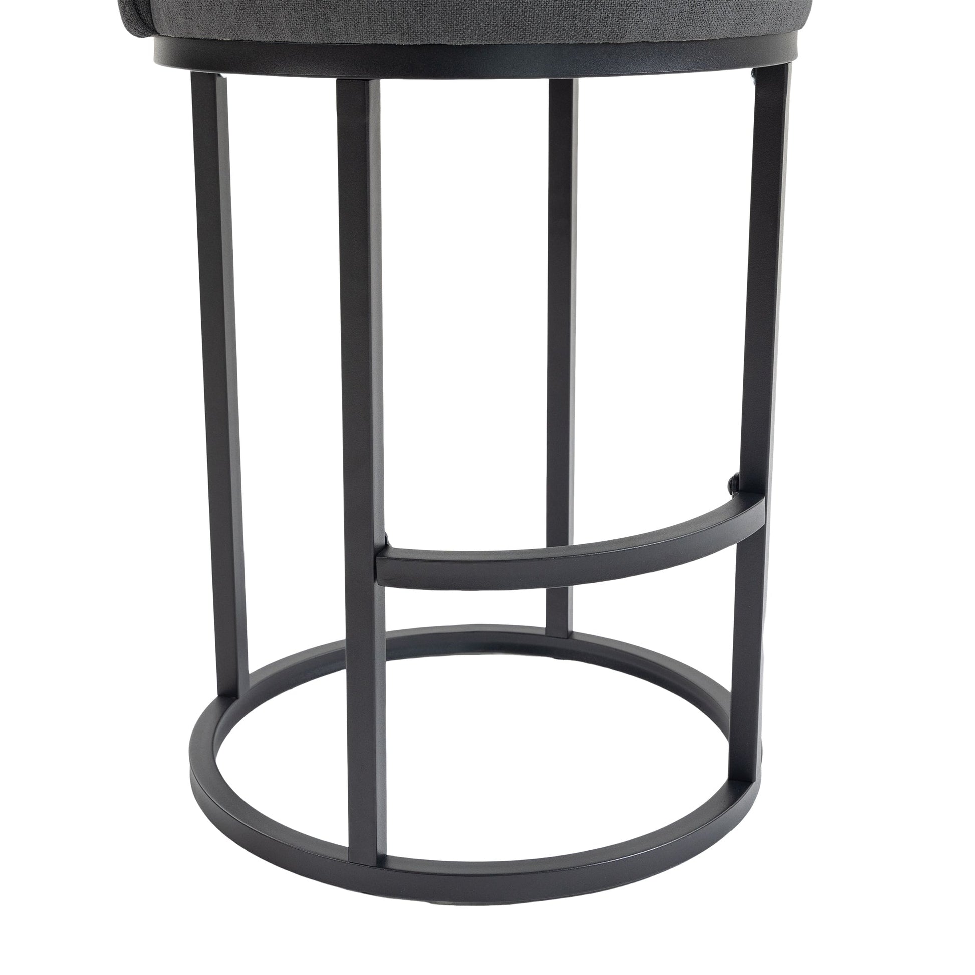 Counter Height Bar Stools Set of 2, Modern Barrel Counter Stools with Backrest, Linen Fabric Upholstered Accent Bar Stools for Kitchen Island - 1st Choice Furniture Direct