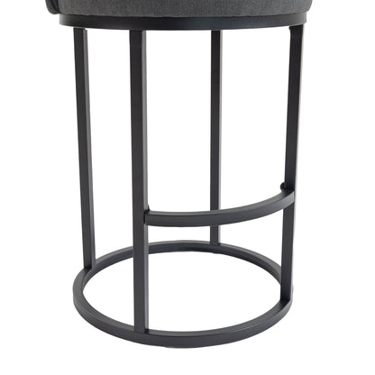 Counter Height Bar Stools Set of 2, Modern Barrel Counter Stools with Backrest, Linen Fabric Upholstered Accent Bar Stools for Kitchen Island - 1st Choice Furniture Direct