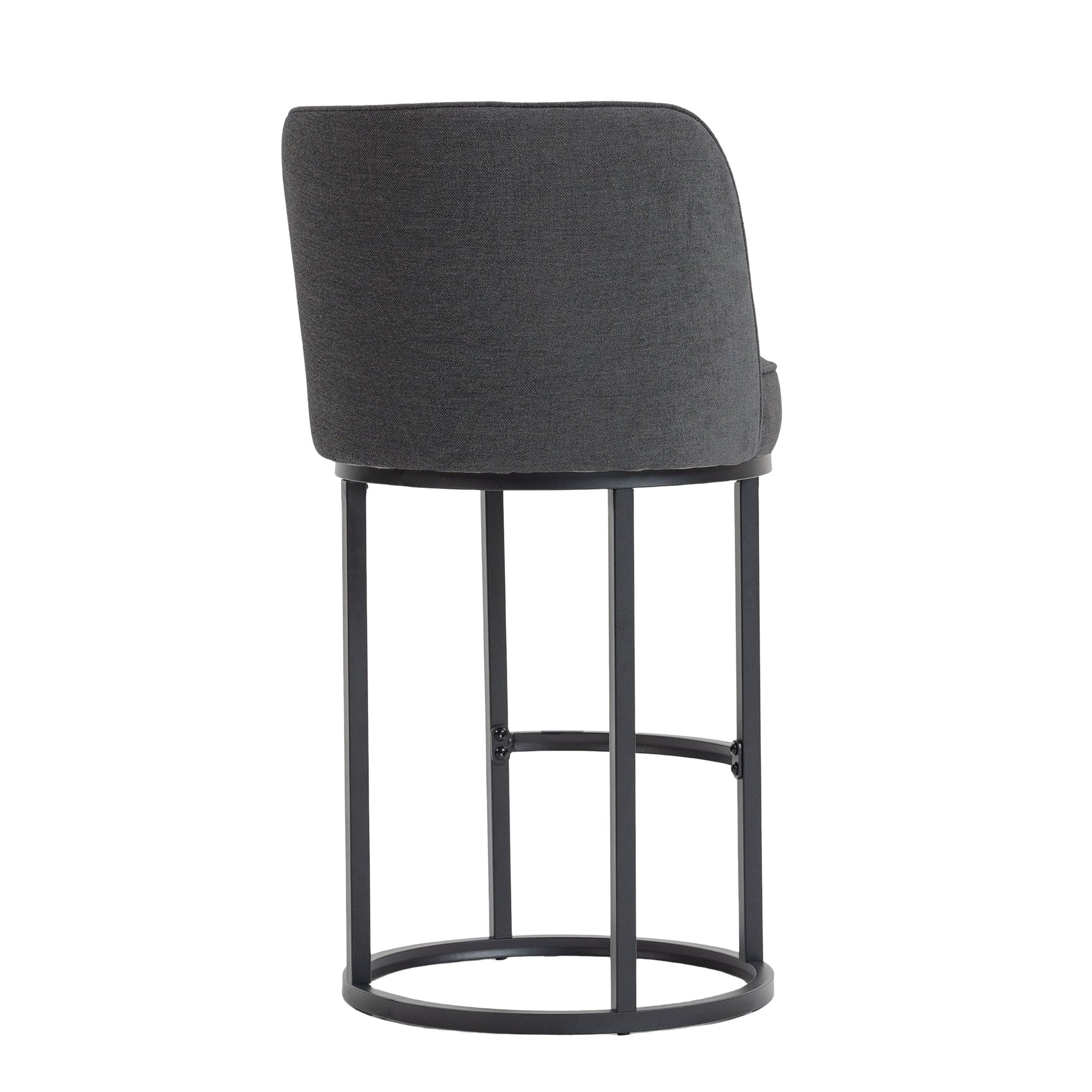 Counter Height Bar Stools Set of 2, Modern Barrel Counter Stools with Backrest, Linen Fabric Upholstered Accent Bar Stools for Kitchen Island - 1st Choice Furniture Direct