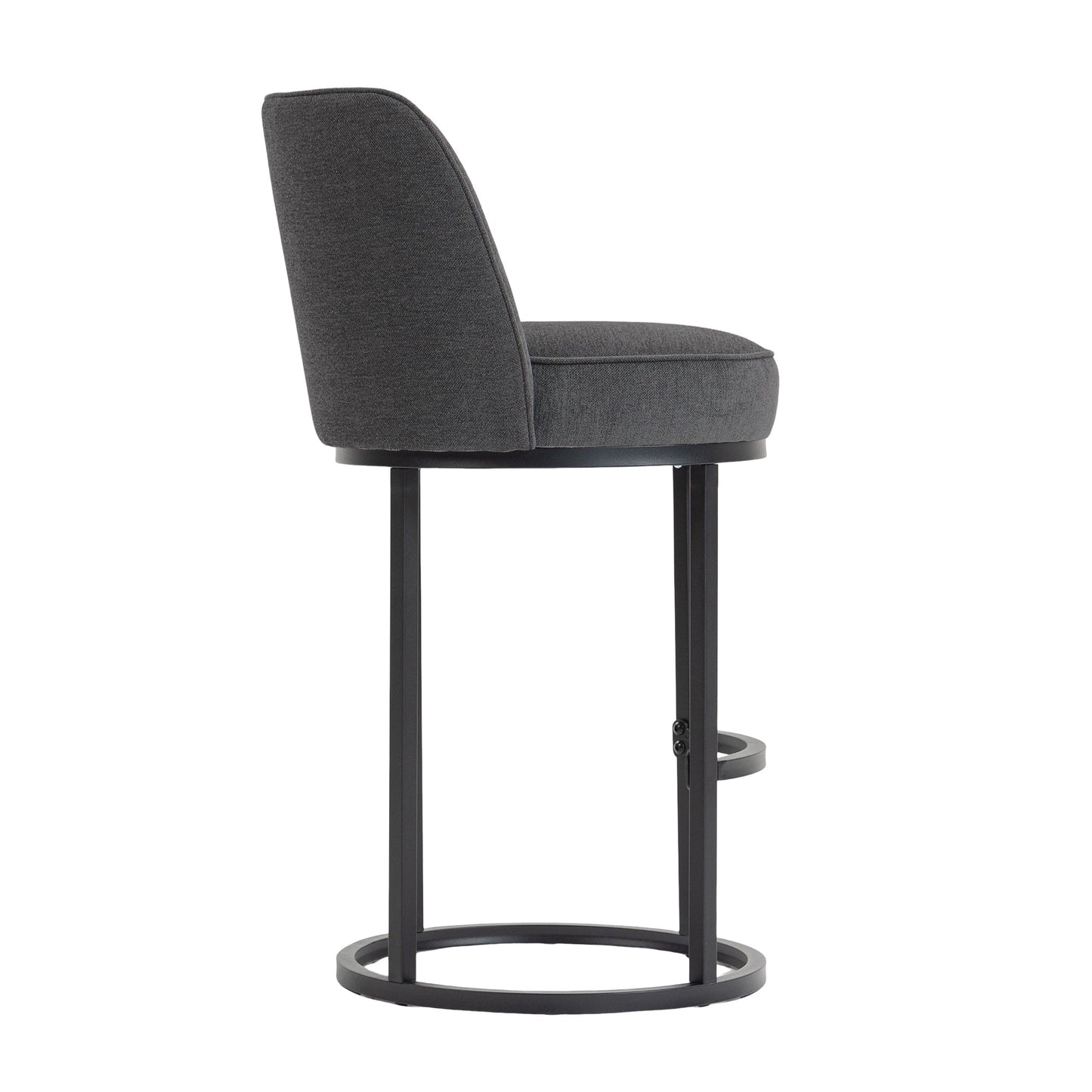 Counter Height Bar Stools Set of 2, Modern Barrel Counter Stools with Backrest, Linen Fabric Upholstered Accent Bar Stools for Kitchen Island - 1st Choice Furniture Direct
