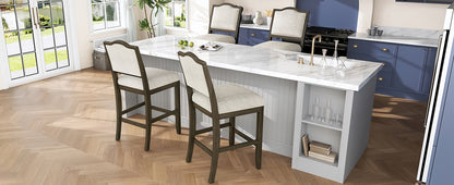 Counter Height Bar Stools Set of 2 - Rustic 2 Pack Bar Stools with Rubber Wood Frame, Ergonomic Backrest, Versatile for Kitchen Island, Dining Room, Brown - 1st Choice Furniture Direct
