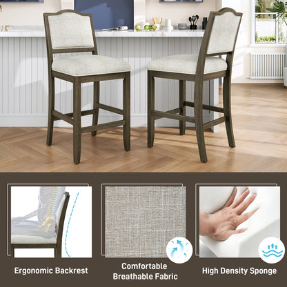 Counter Height Bar Stools Set of 2 - Rustic 2 Pack Bar Stools with Rubber Wood Frame, Ergonomic Backrest, Versatile for Kitchen Island, Dining Room, Brown - 1st Choice Furniture Direct