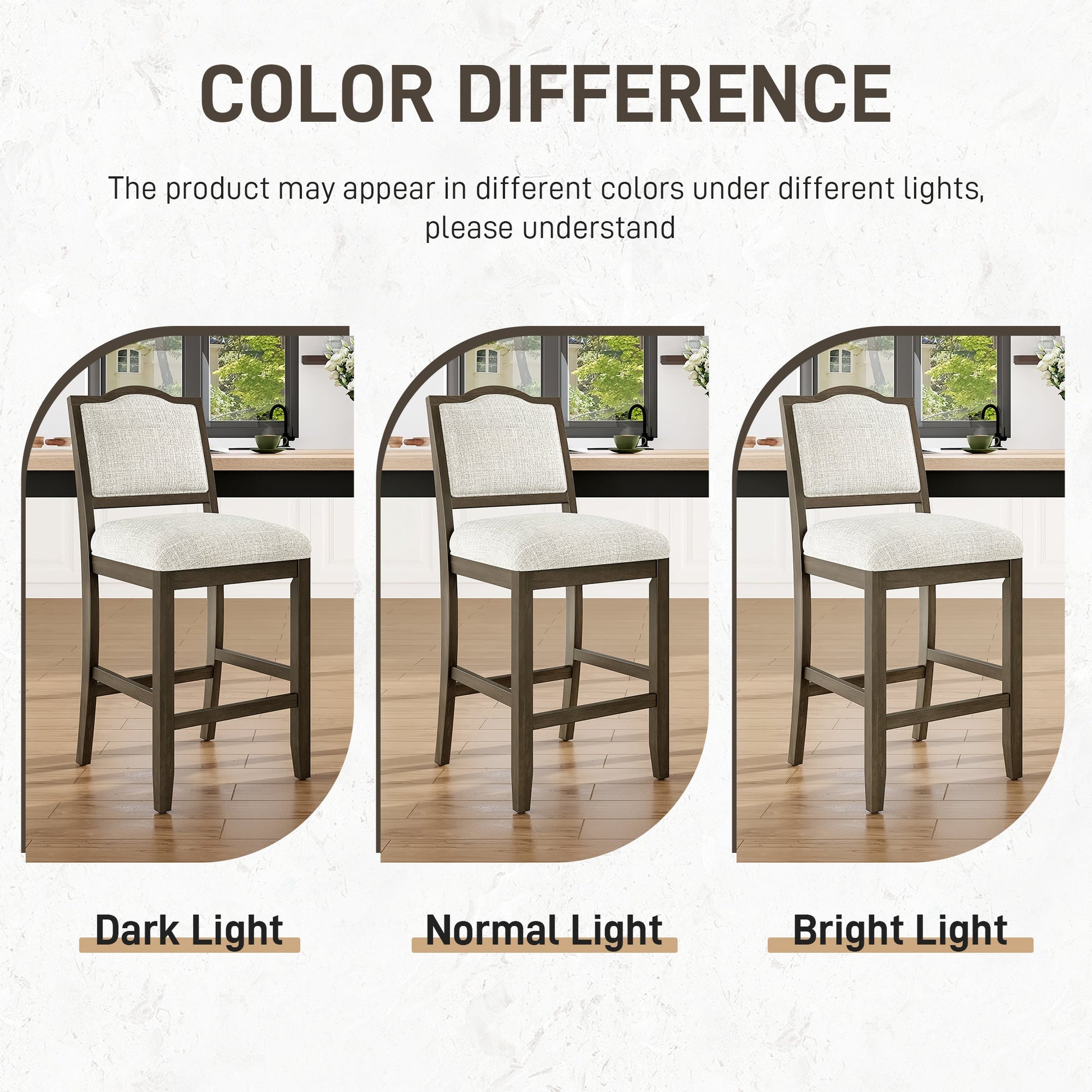 Counter Height Bar Stools Set of 2 - Rustic 2 Pack Bar Stools with Rubber Wood Frame, Ergonomic Backrest, Versatile for Kitchen Island, Dining Room, Brown - 1st Choice Furniture Direct