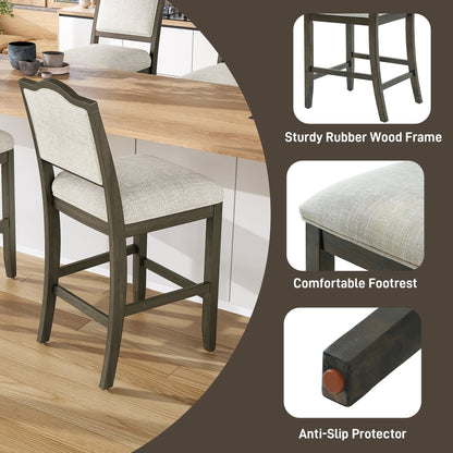 Counter Height Bar Stools Set of 2 - Rustic 2 Pack Bar Stools with Rubber Wood Frame, Ergonomic Backrest, Versatile for Kitchen Island, Dining Room, Brown - 1st Choice Furniture Direct