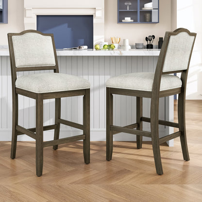 Counter Height Bar Stools Set of 2 - Rustic 2 Pack Bar Stools with Rubber Wood Frame, Ergonomic Backrest, Versatile for Kitchen Island, Dining Room, Brown - 1st Choice Furniture Direct