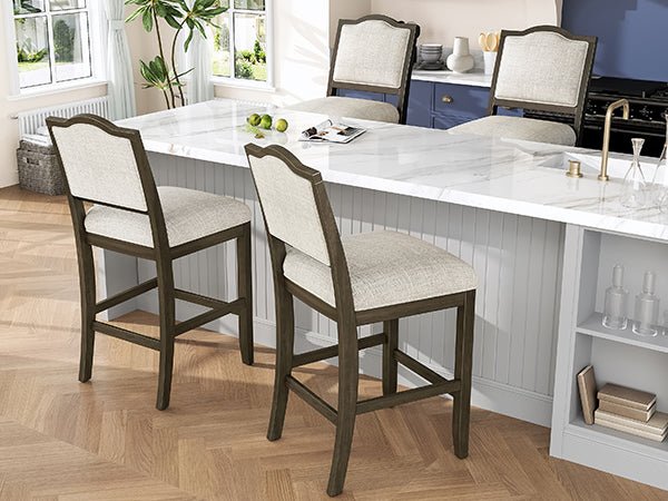 Counter Height Bar Stools Set of 2 - Rustic 2 Pack Bar Stools with Rubber Wood Frame, Ergonomic Backrest, Versatile for Kitchen Island, Dining Room, Brown - 1st Choice Furniture Direct