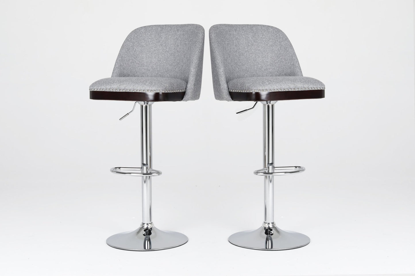 Counter Height Swivel Bar Stools Set of 2, 360° Swivel Upholstered Barstools with Back and Metal Legs, 25.6' Seat Height,Counter Stools for Kitchen Island and Pub,Linen Cloth,Grey - 1st Choice Furniture Direct