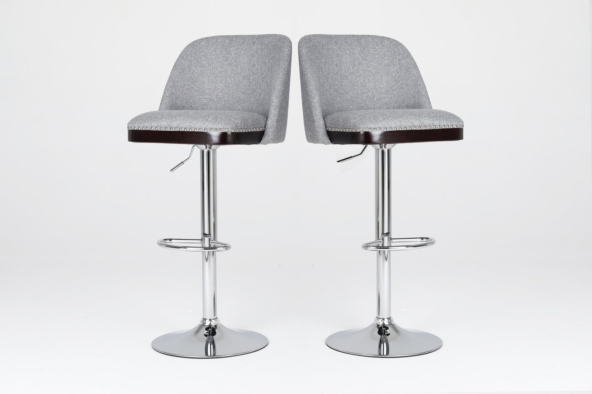 Counter Height Swivel Bar Stools Set of 2, 360° Swivel Upholstered Barstools with Back and Metal Legs, 25.6' Seat Height,Counter Stools for Kitchen Island and Pub,Linen Cloth,Grey - 1st Choice Furniture Direct