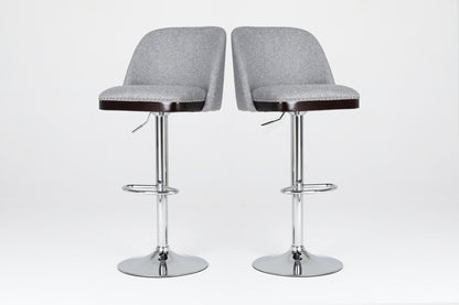 Counter Height Swivel Bar Stools Set of 2, 360° Swivel Upholstered Barstools with Back and Metal Legs, 25.6' Seat Height,Counter Stools for Kitchen Island and Pub,Linen Cloth,Grey - 1st Choice Furniture Direct