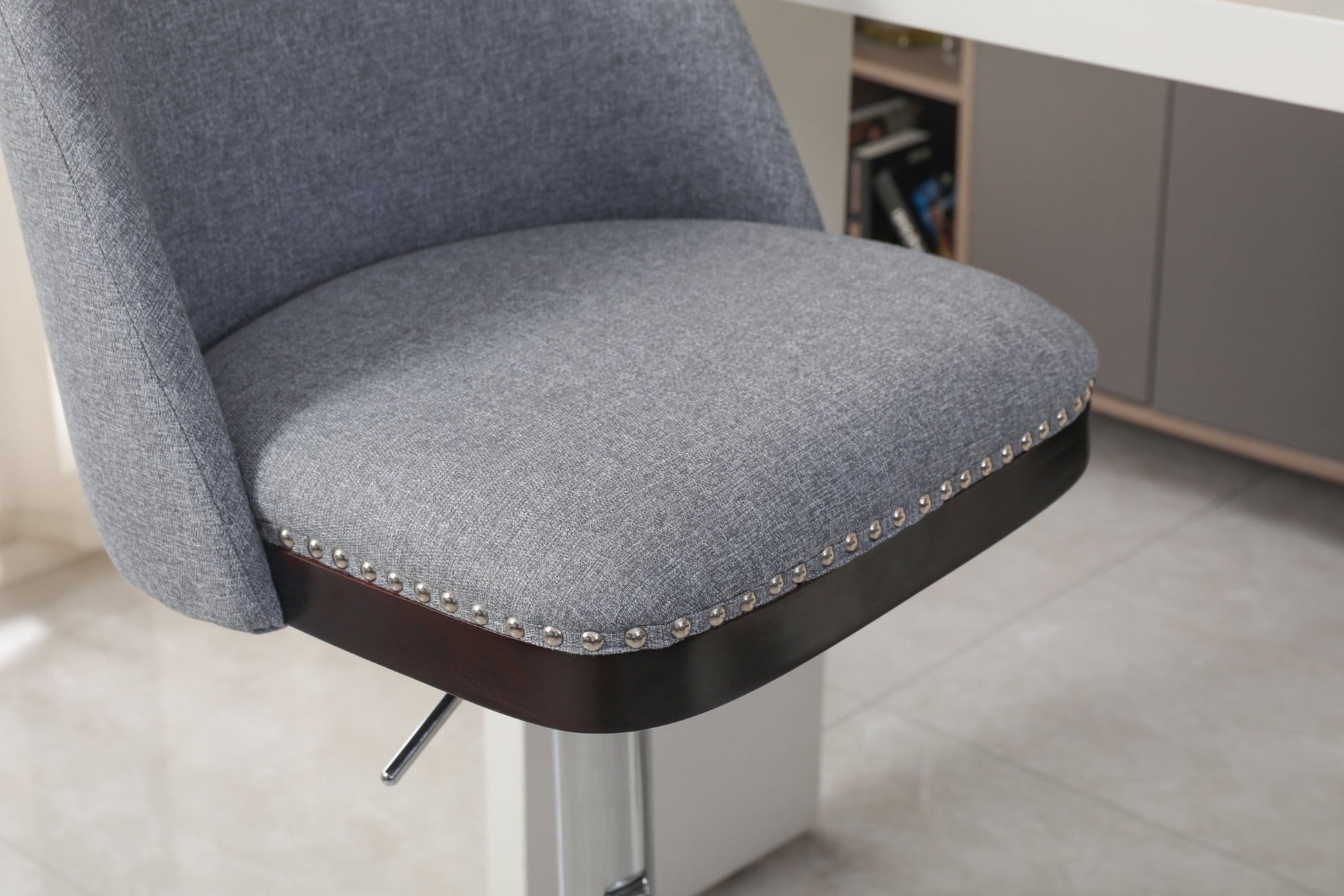 Counter Height Swivel Bar Stools Set of 2, 360° Swivel Upholstered Barstools with Back and Metal Legs, 25.6' Seat Height,Counter Stools for Kitchen Island and Pub,Linen Cloth,Grey - 1st Choice Furniture Direct