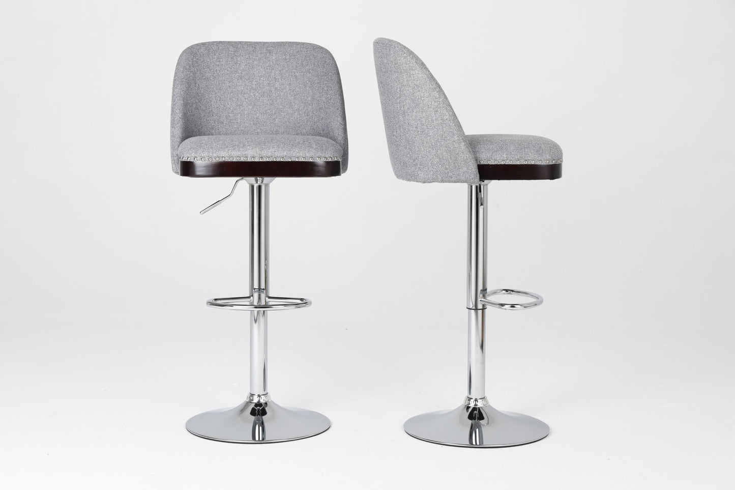 Counter Height Swivel Bar Stools Set of 2, 360° Swivel Upholstered Barstools with Back and Metal Legs, 25.6' Seat Height,Counter Stools for Kitchen Island and Pub,Linen Cloth,Grey - 1st Choice Furniture Direct