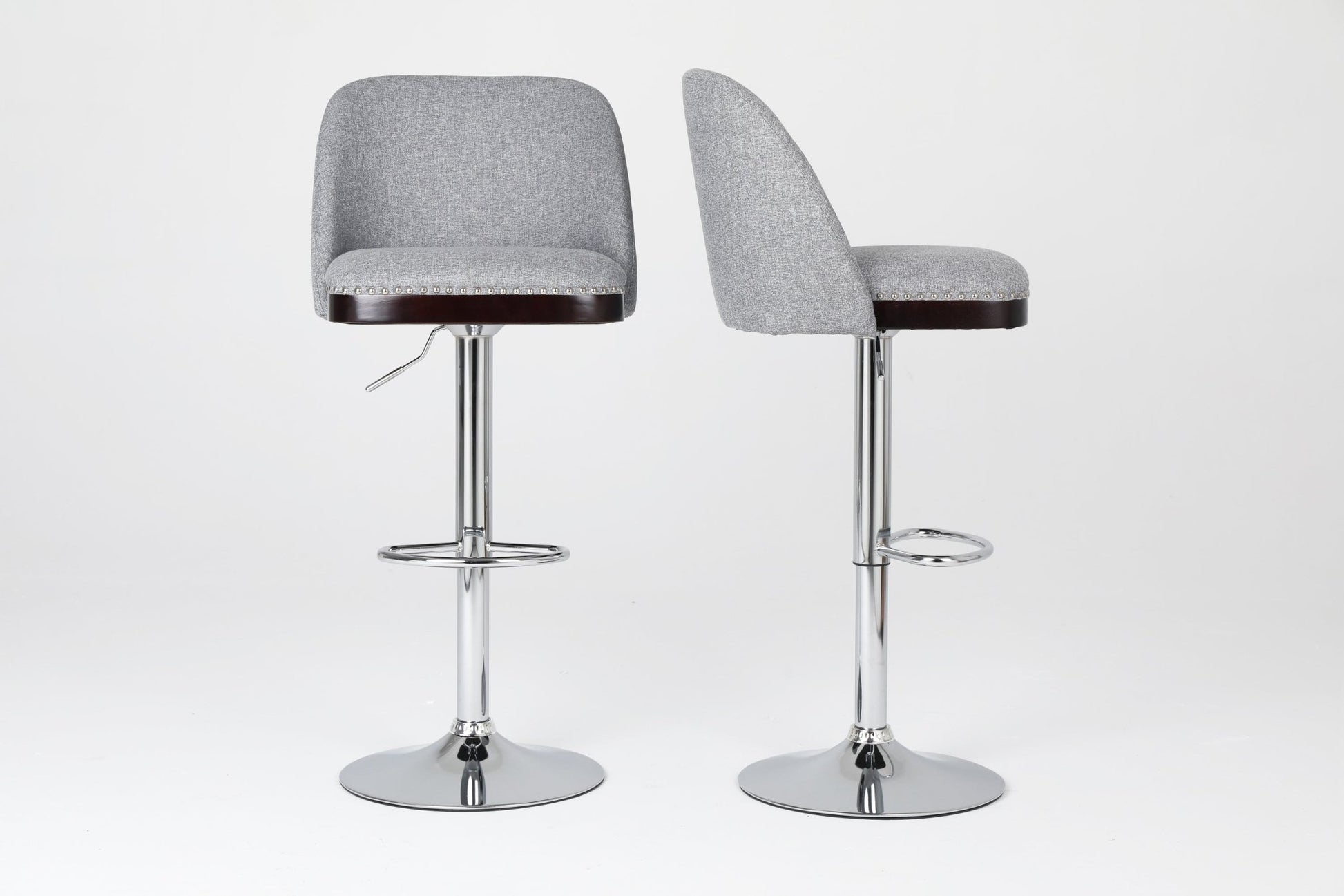 Counter Height Swivel Bar Stools Set of 2, 360° Swivel Upholstered Barstools with Back and Metal Legs, 25.6' Seat Height,Counter Stools for Kitchen Island and Pub,Linen Cloth,Grey - 1st Choice Furniture Direct
