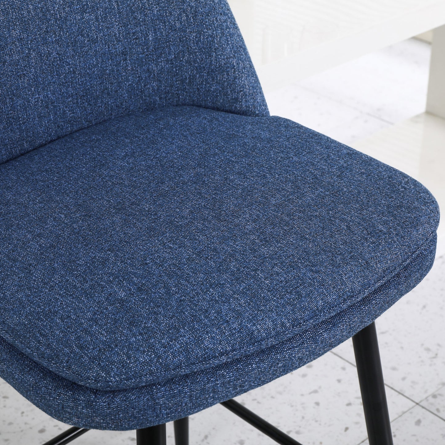 Counter Height Swivel Bar Stools Set of 2, 360° Swivel Upholstered Barstools with Back and Metal Legs, 25.6' Seat Height,Counter Stools for Kitchen Island and Pub,Linen Cloth,Blue Linen - 1st Choice Furniture Direct