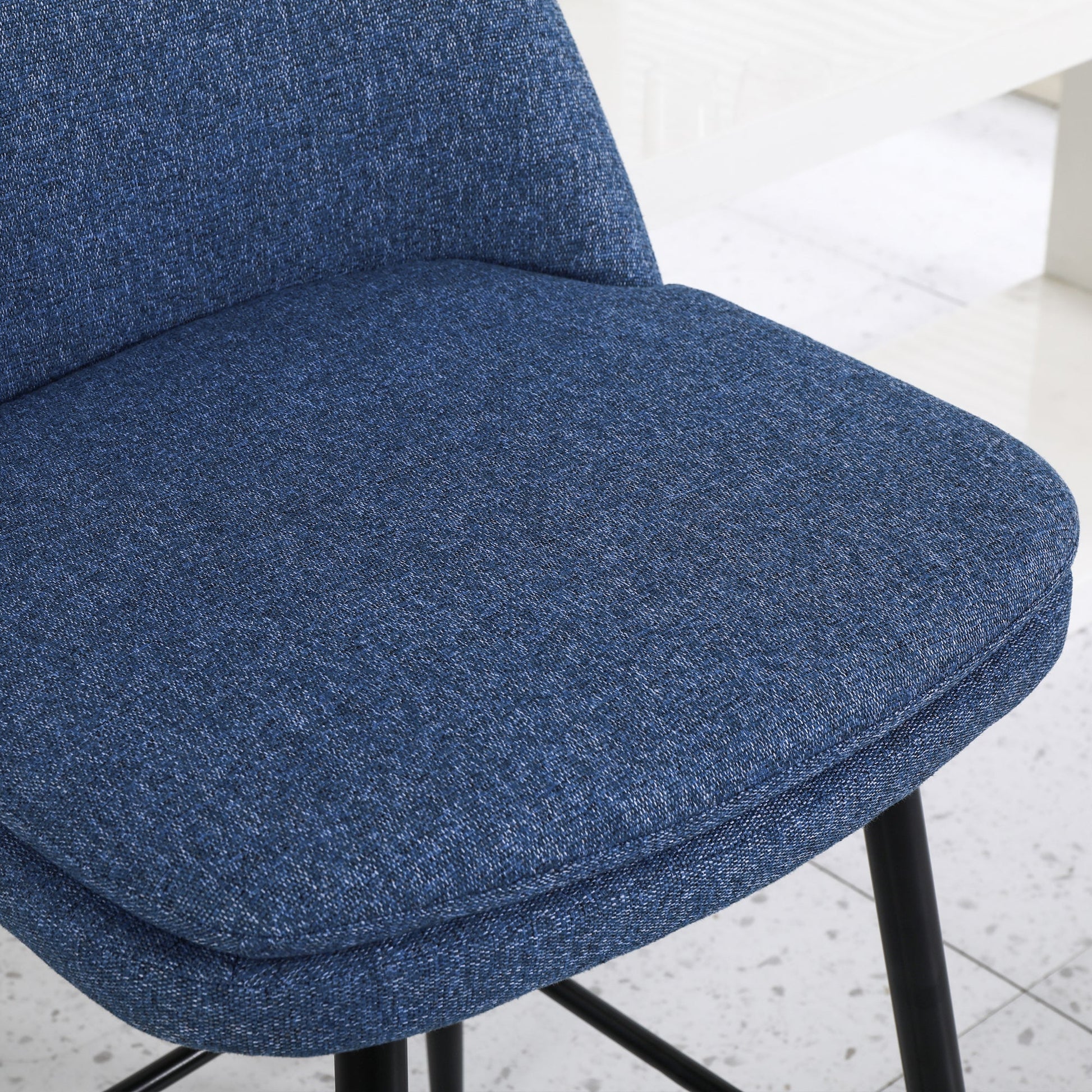 Counter Height Swivel Bar Stools Set of 2, 360° Swivel Upholstered Barstools with Back and Metal Legs, 25.6' Seat Height,Counter Stools for Kitchen Island and Pub,Linen Cloth,Blue Linen - 1st Choice Furniture Direct